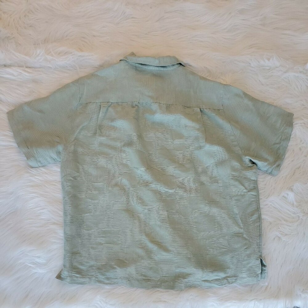 Jamaica Bay Mens Size L Green Hawaiian Button Down Shirt Short Sleeve - Picture 9 of 9
